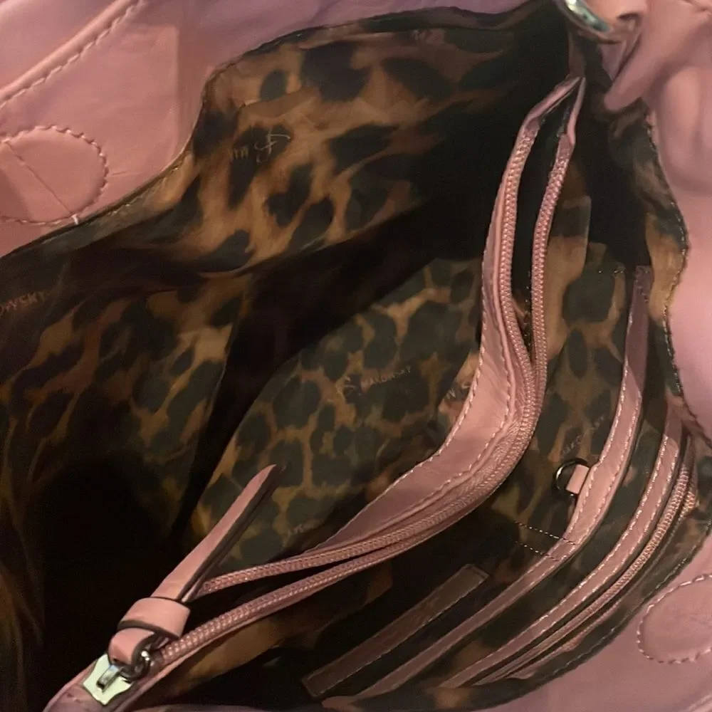 B. Makowsky Alexis Pink Fringe Leather Shoulder Crossbody Bag